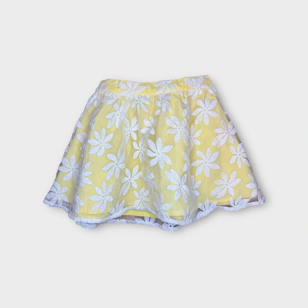 Gymboree Yellow & White Rosette Floral Skirt